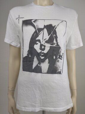 Lady Gaga Mayhem white black 100% cotton short sleeve t-shirt womens Medium